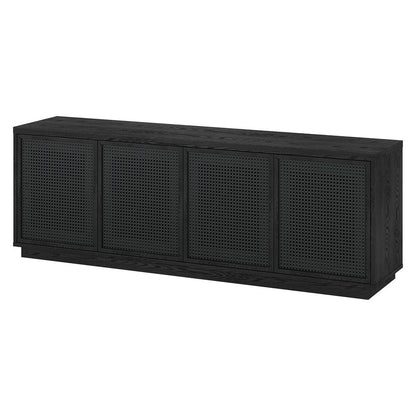 Hudson & Canal - Pryce Rectangular TV Stand for TVs up to 78in in Black Grain/Black Rattan - TV2244 veiw 3