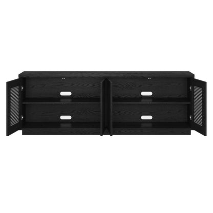Hudson & Canal - Pryce Rectangular TV Stand for TVs up to 78in in Black Grain/Black Rattan - TV2244 veiw 4
