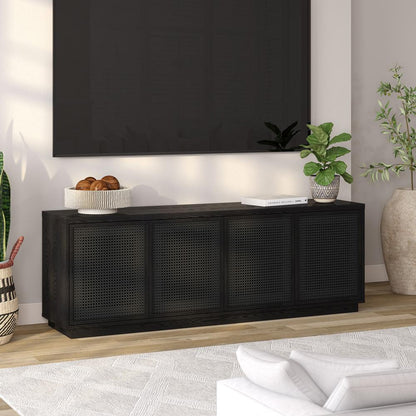 Hudson & Canal - Pryce Rectangular TV Stand for TVs up to 78in in Black Grain/Black Rattan - TV2244 veiw 6