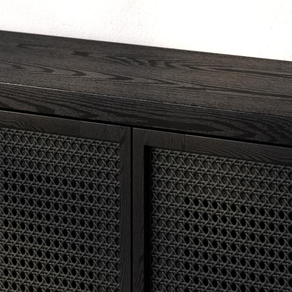 Hudson & Canal - Pryce Rectangular TV Stand for TVs up to 78in in Black Grain/Black Rattan - TV2244 veiw 8