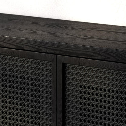Hudson & Canal - Pryce Rectangular TV Stand for TVs up to 78in in Black Grain/Black Rattan - TV2244 veiw 8
