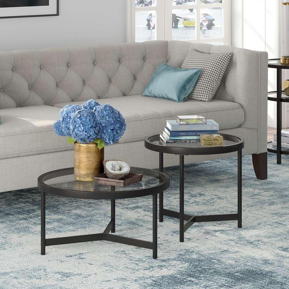 Hudson & Canal - Quentin 30in Wide Round Coffee Table in Blackened Bronze - CT1062 veiw 2
