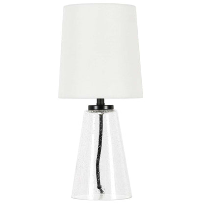 Hudson & Canal - Quimby 15.75in Tall Mini Lamp with Fabric Shade in Seeded Glass/White - ML0921 veiw 1