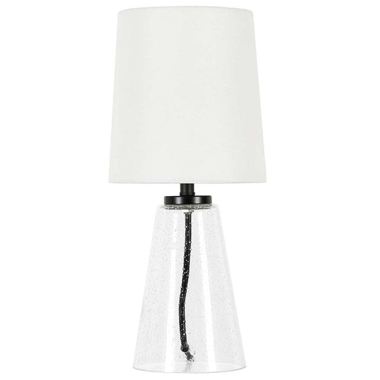 Hudson & Canal - Quimby 15.75in Tall Mini Lamp with Fabric Shade in Seeded Glass/White - ML0921 veiw 1
