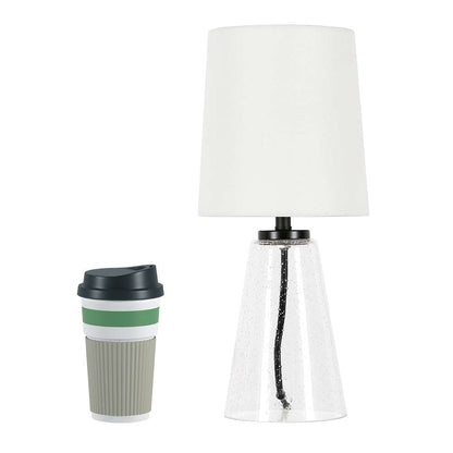 Hudson & Canal - Quimby 15.75in Tall Mini Lamp with Fabric Shade in Seeded Glass/White - ML0921 veiw 3