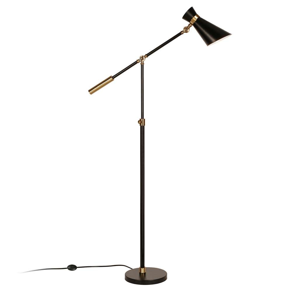 Hudson & Canal - Rex Two-Tone/Height-Adjustable Floor Lamp with Metal Shade in Black/Brass/Black - FL0230 veiw 3
