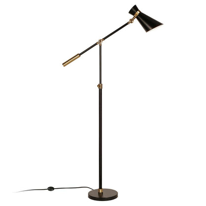 Hudson & Canal - Rex Two-Tone/Height-Adjustable Floor Lamp with Metal Shade in Black/Brass/Black - FL0230 veiw 3