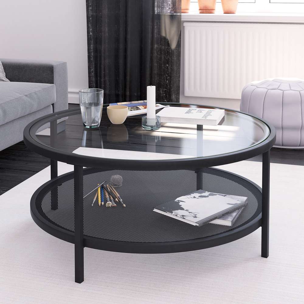 Hudson & Canal - Rigan 36in Wide Round Coffee Table in Blackened Bronze - CT0131 veiw 2