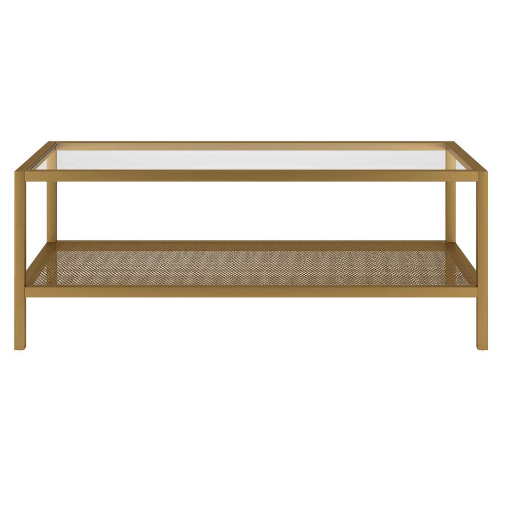 Hudson & Canal - Rigan 45in Wide Rectangular Coffee Table in Brass - CT0174 veiw 3
