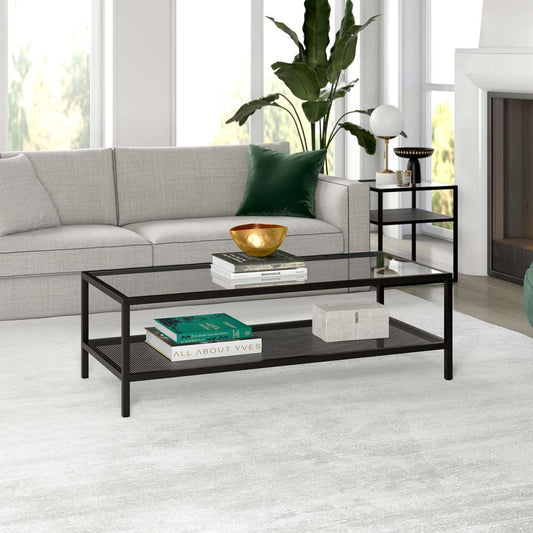 Hudson & Canal - Rigan 54in Wide Rectangular Coffee Table in Blackened Bronze - CT1224 veiw 2