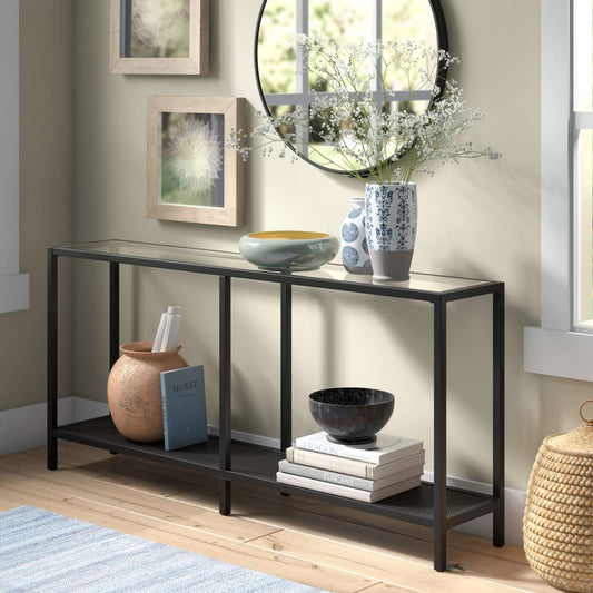 Hudson & Canal - Rigan 64in Wide Rectangular Console Table in Blackened Bronze - AT0590 veiw 2