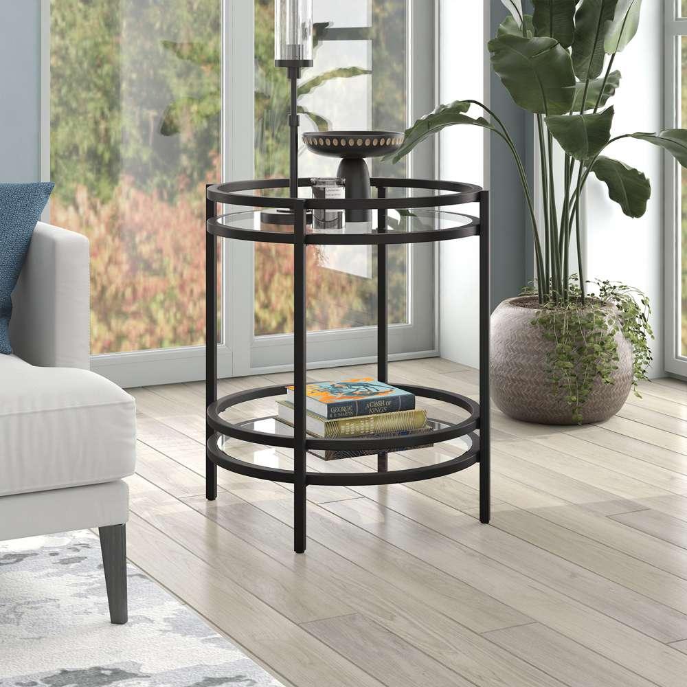 Hudson & Canal - Robillard 20in Wide Round Side Table in Blackened Bronze - ST1198 veiw 2