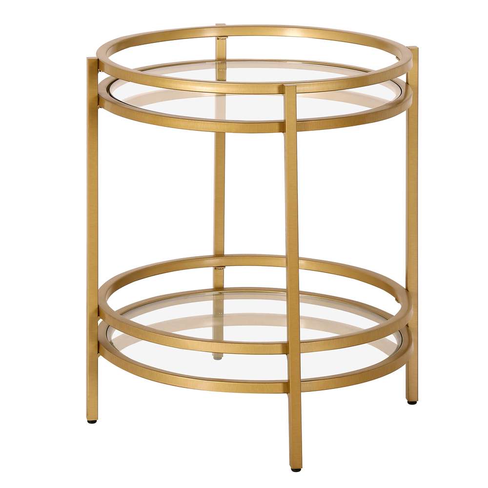 Hudson & Canal - Robillard 20in Wide Round Side Table in Brass - ST1199 veiw 4