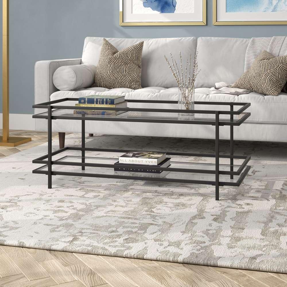 Hudson & Canal - Robillard 45in Wide Rectangular Coffee Table in Blackened Bronze - CT1238 veiw 2