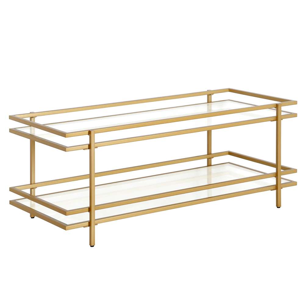Hudson & Canal - Robillard 45in Wide Rectangular Coffee Table in Brass - CT1239 veiw 1
