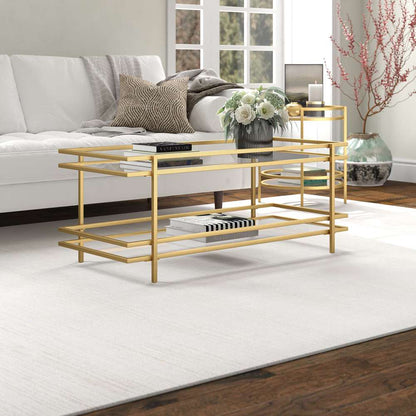 Hudson & Canal - Robillard 45in Wide Rectangular Coffee Table in Brass - CT1239 veiw 2