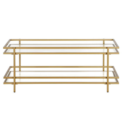 Hudson & Canal - Robillard 45in Wide Rectangular Coffee Table in Brass - CT1239 veiw 3