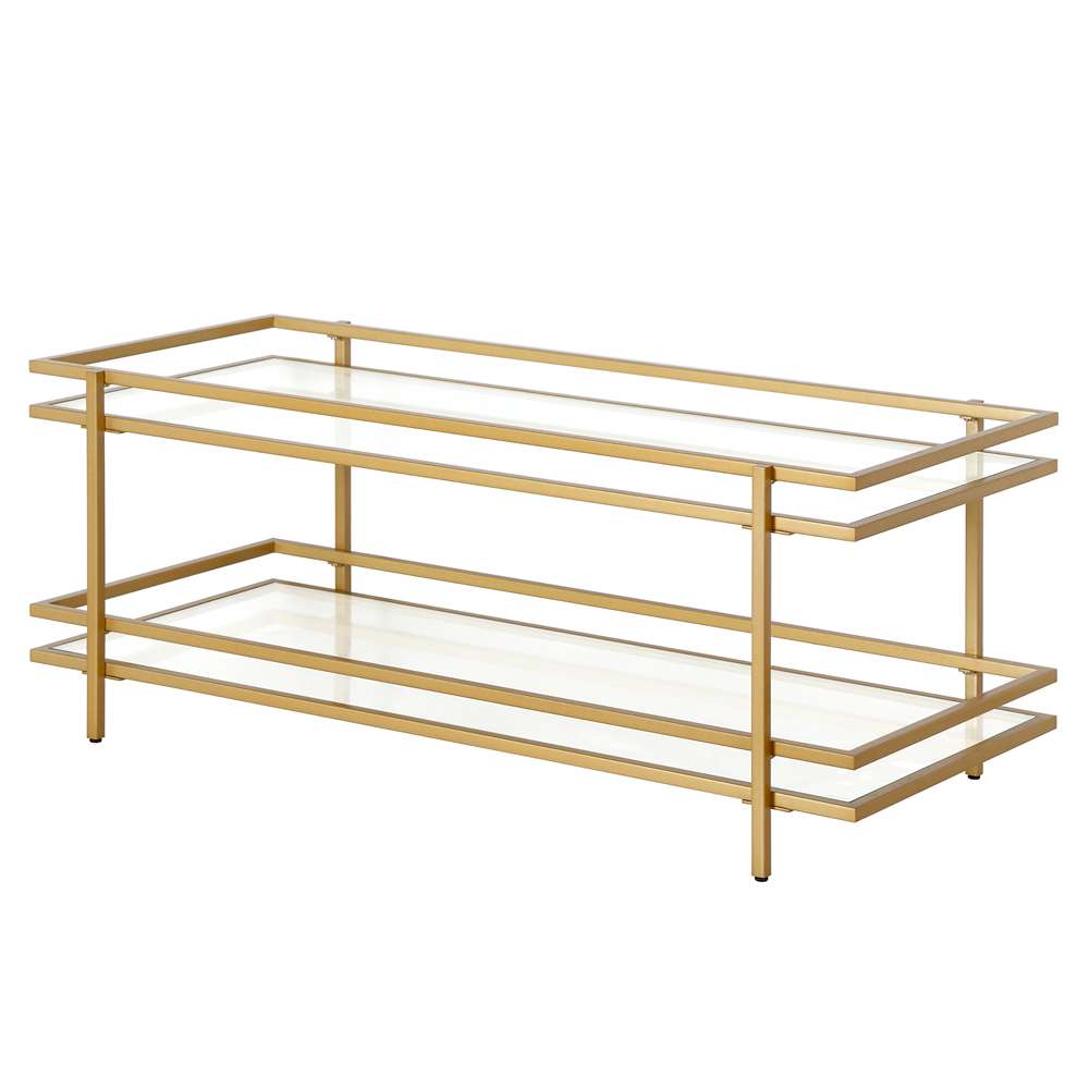 Hudson & Canal - Robillard 45in Wide Rectangular Coffee Table in Brass - CT1239 veiw 4