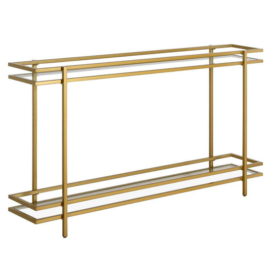 Hudson & Canal - Robillard 52in Wide Rectangular Console Table in Brass - AT1142 veiw 1