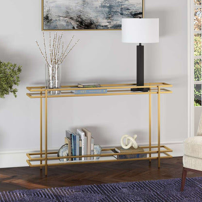 Hudson & Canal - Robillard 52in Wide Rectangular Console Table in Brass - AT1142 veiw 2