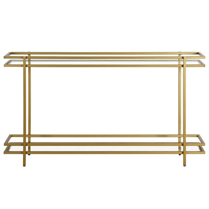 Hudson & Canal - Robillard 52in Wide Rectangular Console Table in Brass - AT1142 veiw 3