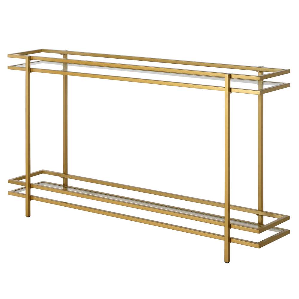 Hudson & Canal - Robillard 52in Wide Rectangular Console Table in Brass - AT1142 veiw 4