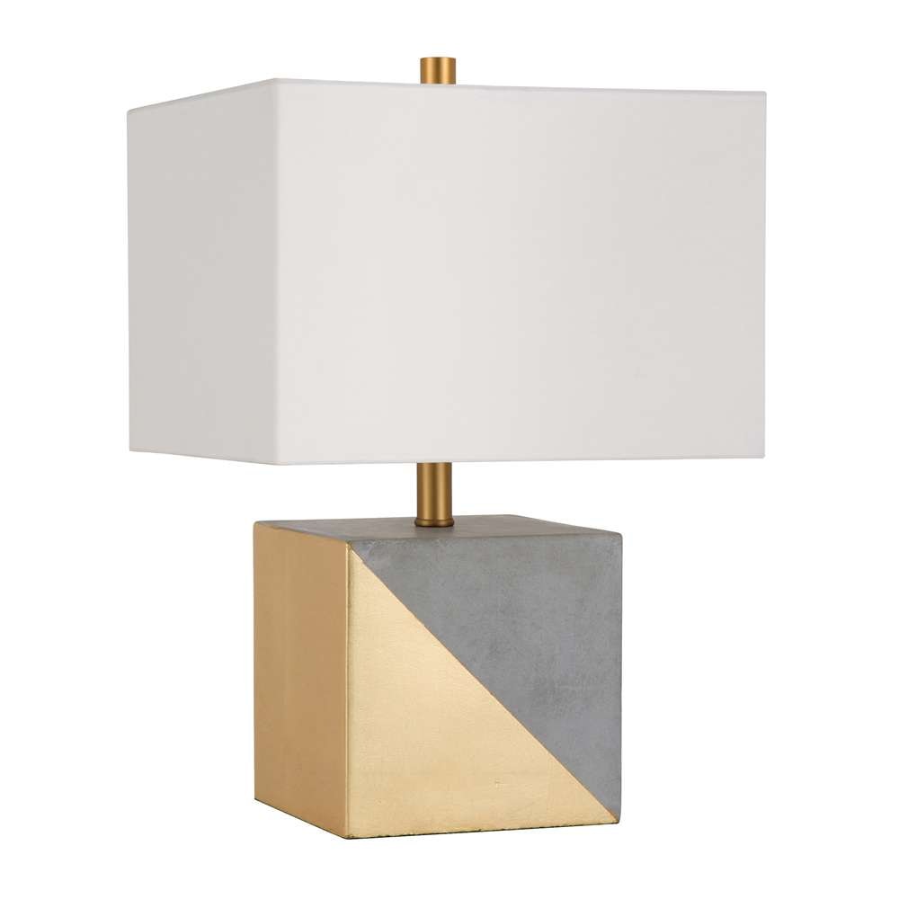 Hudson & Canal - Severin 18.5in Tall Gold-Dipped Concrete Table Lamp with Fabric Shade in Gold and Concrete/White - TL0029 veiw 3