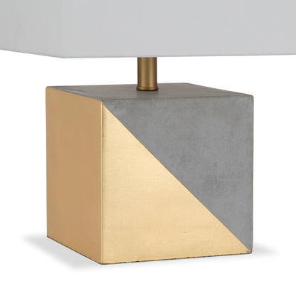 Hudson & Canal - Severin 18.5in Tall Gold-Dipped Concrete Table Lamp with Fabric Shade in Gold and Concrete/White - TL0029