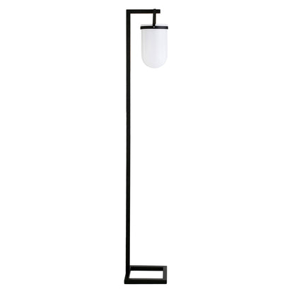 Hudson & Canal - Shiloh 68in Tall Floor Lamp with Glass Shade in Blackened Bronze/White Milk - FL1116