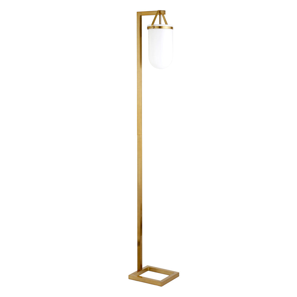 Hudson & Canal - Shiloh 68in Tall Floor Lamp with Glass Shade in Brass/White Milk - FL1118