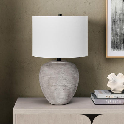 Hudson & Canal - Shira 23in Tall Ceramic Table Lamp with Fabric Shade in Cool Terracotta/White - TL2348 veiw 4