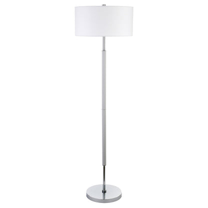 Hudson & Canal - Simone 2-Light Floor Lamp with Fabric Shade in Cool Gray/Polished Nickel/White - FL0527