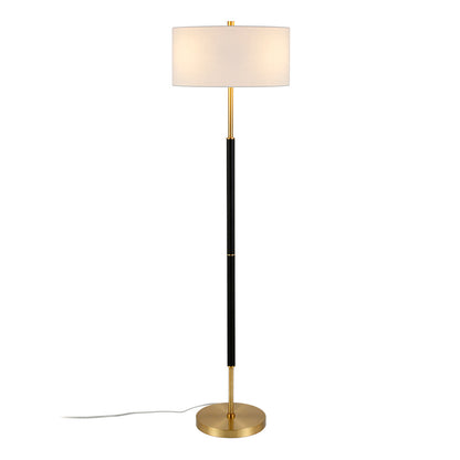 Hudson & Canal - Simone 2-Light Floor Lamp with Fabric Shade in Matte Black/Brass/White - FL0159