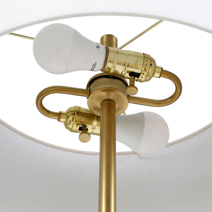 Hudson & Canal - Simone 2-Light Floor Lamp with Fabric Shade in Matte Black/Brass/White - FL0159