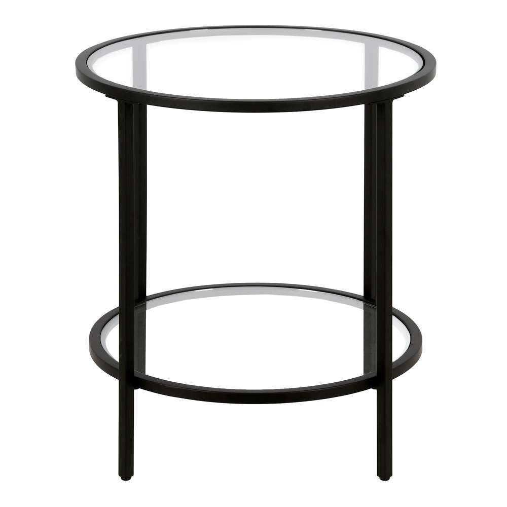 Hudson & Canal - Sivil 20in Wide Round Side Table with Glass Shelf in Blackened Bronze - ST0650 veiw 3