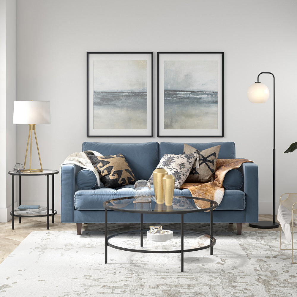 Hudson & Canal - Sivil 20in Wide Round Side Table with Glass Shelf in Blackened Bronze - ST0650
