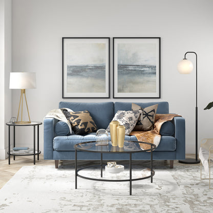 Hudson & Canal - Sivil 20in Wide Round Side Table with Glass Shelf in Blackened Bronze - ST0650