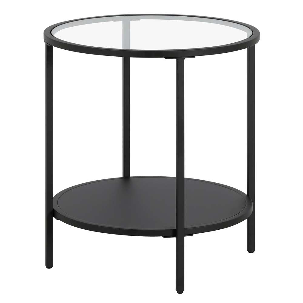 Hudson & Canal - Sivil 20in Wide Round Side Table with Metal Shelf in Blackened Bronze - ST1767 veiw 1