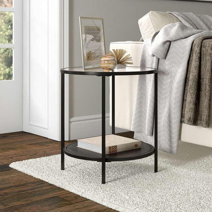 Hudson & Canal - Sivil 20in Wide Round Side Table with Metal Shelf in Blackened Bronze - ST1767 veiw 2