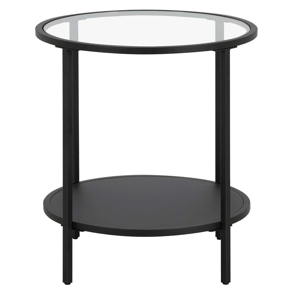 Hudson & Canal - Sivil 20in Wide Round Side Table with Metal Shelf in Blackened Bronze - ST1767 veiw 3