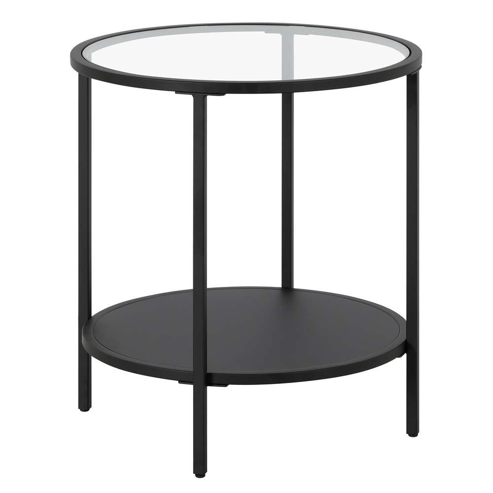Hudson & Canal - Sivil 20in Wide Round Side Table with Metal Shelf in Blackened Bronze - ST1767 veiw 4