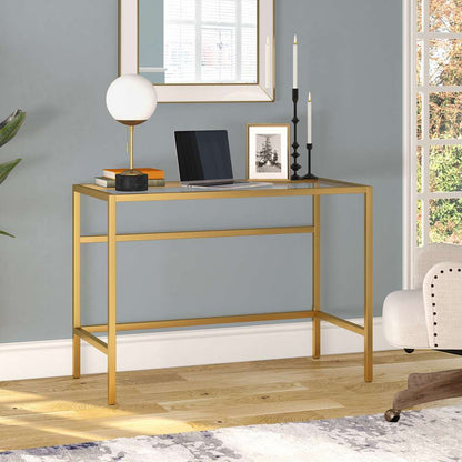 Hudson & Canal - Sivil 42in Wide Rectangular Writing Desk in Brass - OF0878 veiw 2