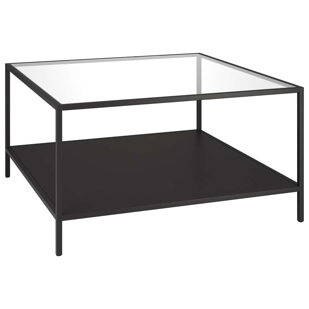 Hudson & Canal - Sivil Square 32in Wide Coffee Table with Metal Shelf in Blackened Bronze - CT1682 veiw 1