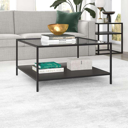 Hudson & Canal - Sivil Square 32in Wide Coffee Table with Metal Shelf in Blackened Bronze - CT1682 veiw 2