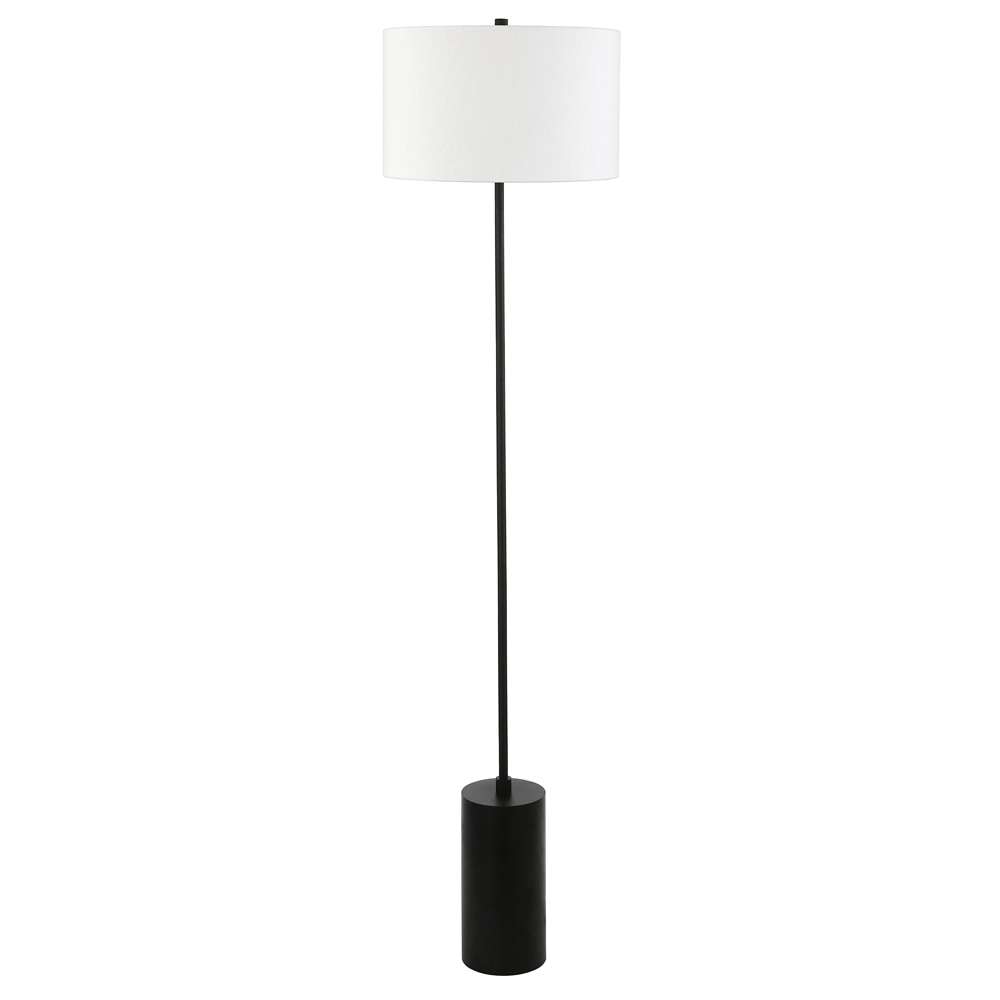 Hudson & Canal - Somerset 64in Tall Floor Lamp with Fabric Shade in Blackened Bronze/White - FL0734 veiw 1