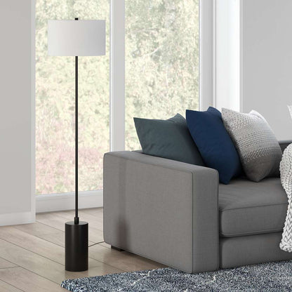 Hudson & Canal - Somerset 64in Tall Floor Lamp with Fabric Shade in Blackened Bronze/White - FL0734 veiw 2
