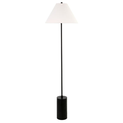 Hudson & Canal - Somerset 64in Tall Floor Lamp with Fabric Shade in Blackened Bronze/White - FL0732