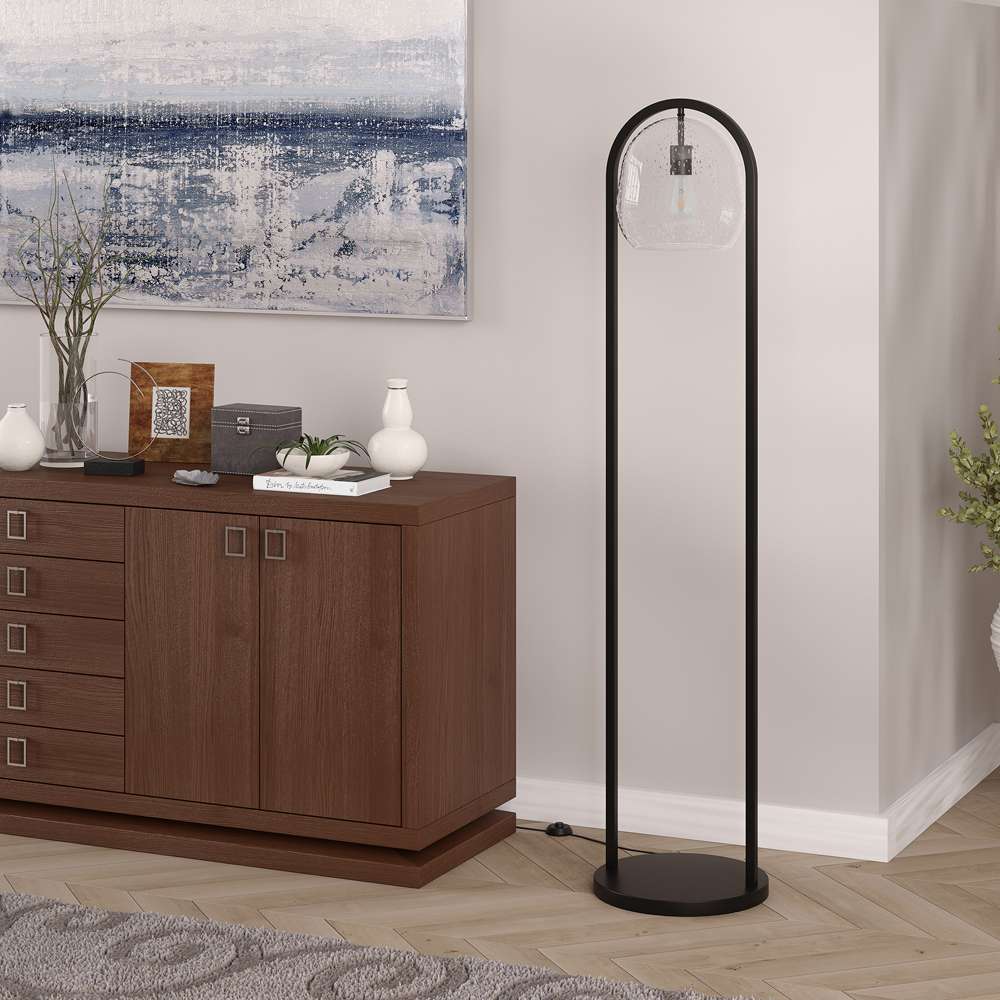 Hudson & Canal - Sydney 64in Floor Lamp with Seeded Glass Shade in Blackened Bronze - FL1584 veiw 2