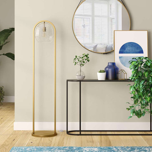 Hudson & Canal - Sydney 64in Floor Lamp with Seeded Glass Shade in Brushed Brass - FL1585 veiw 2