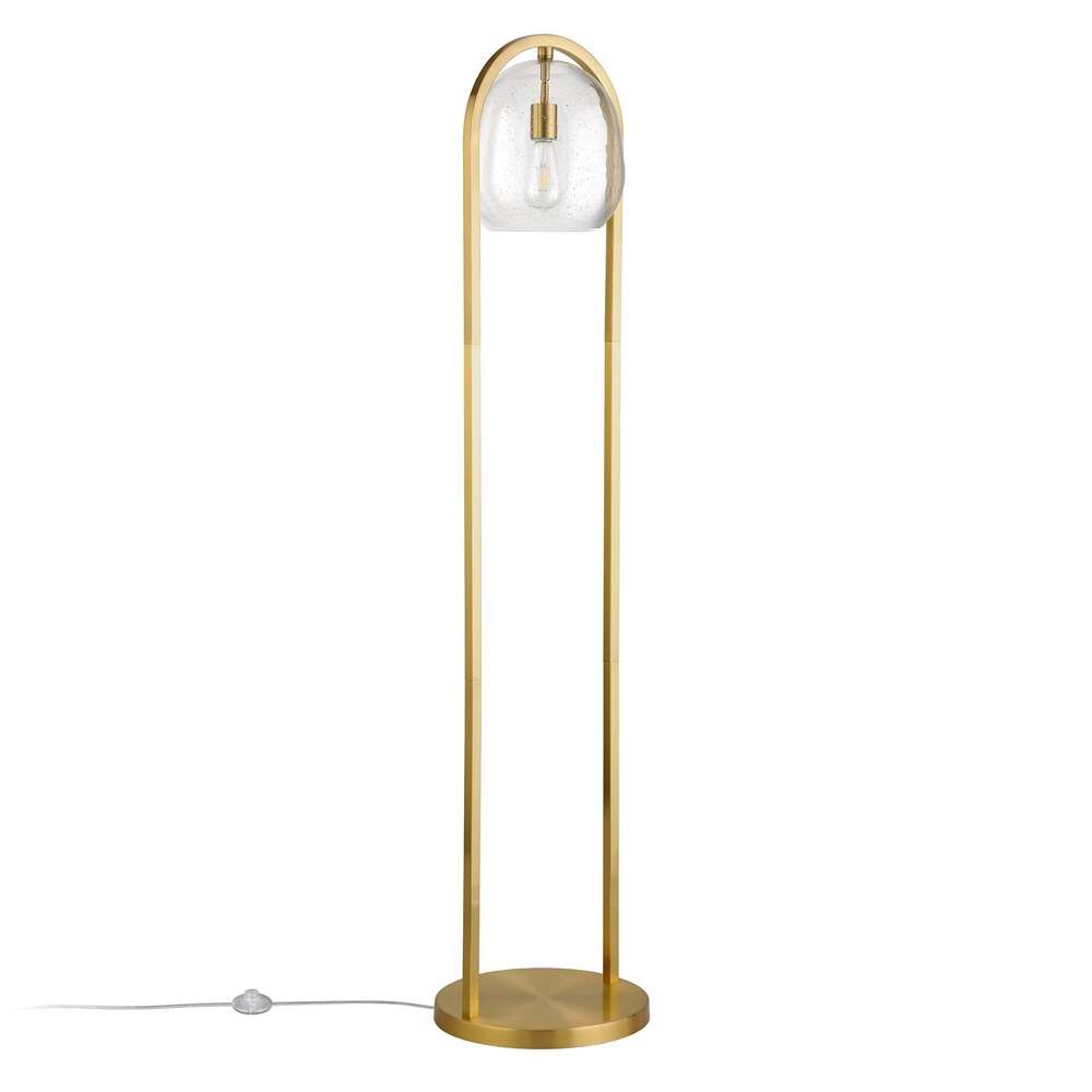 Hudson & Canal - Sydney 64in Floor Lamp with Seeded Glass Shade in Brushed Brass - FL1585 veiw 4